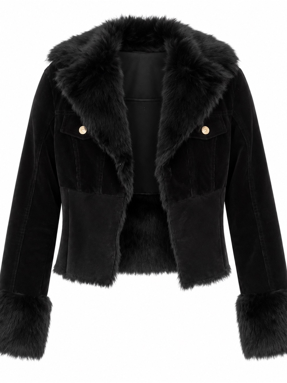 Bebe Black Fur-Trim Suede Jacket - Women